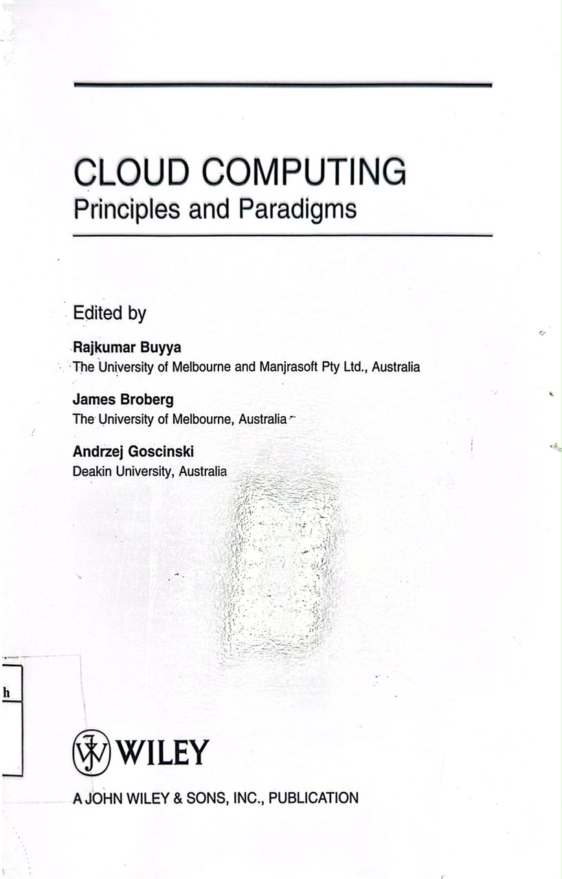Cover CLOUD COMPUTING Principles and Paradigms