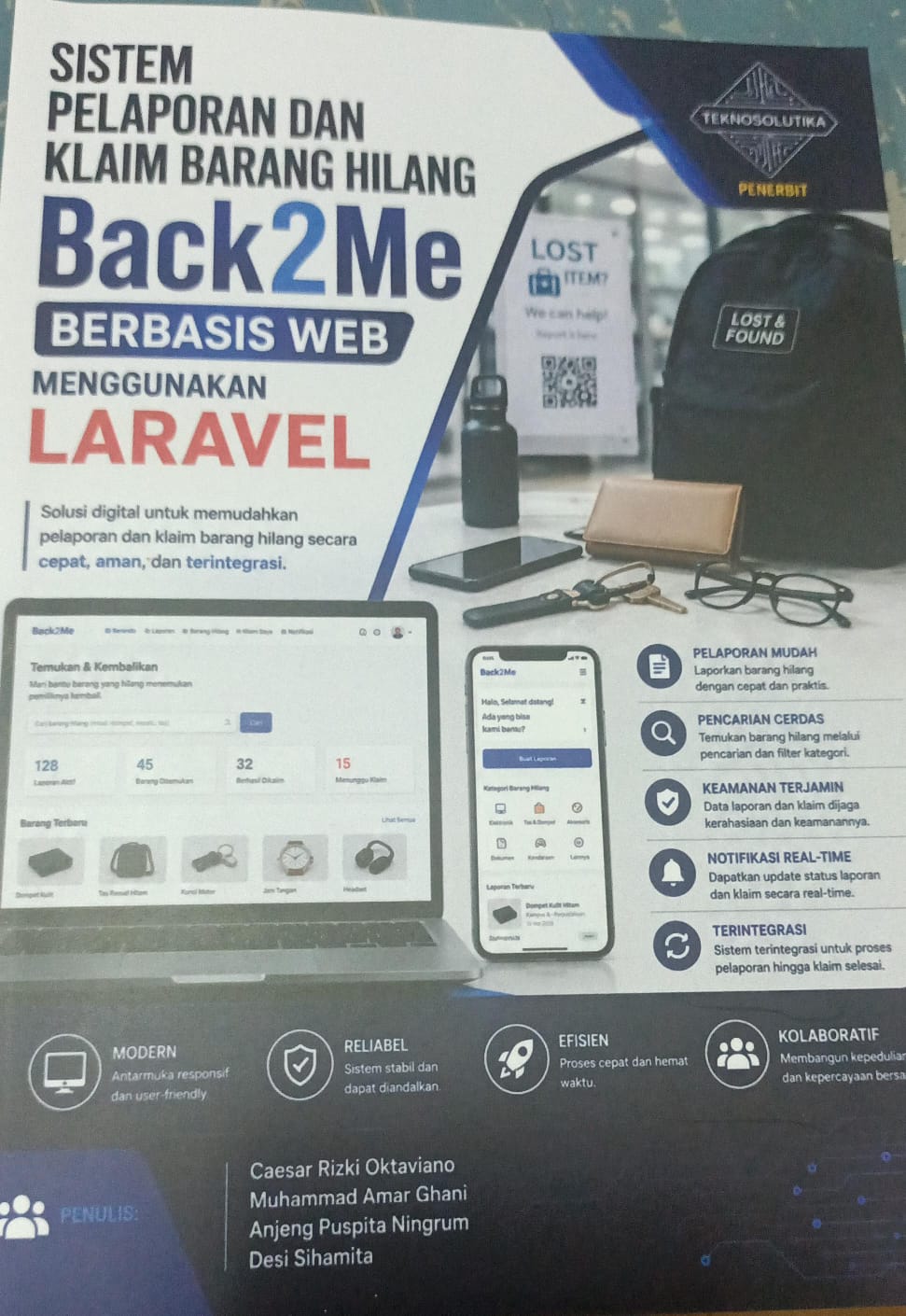 Cover SISTEM PELAPORAN DAN KLAIM BARANG HILANG Back2Me BERBASIS WEB MENGGUNAKAN LARAVEL